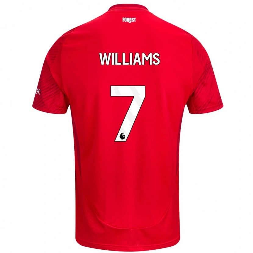 Danxen Kinderen Neco Williams #7 Rood Wit Thuisshirt Thuistenue 2024/25 T-Shirt