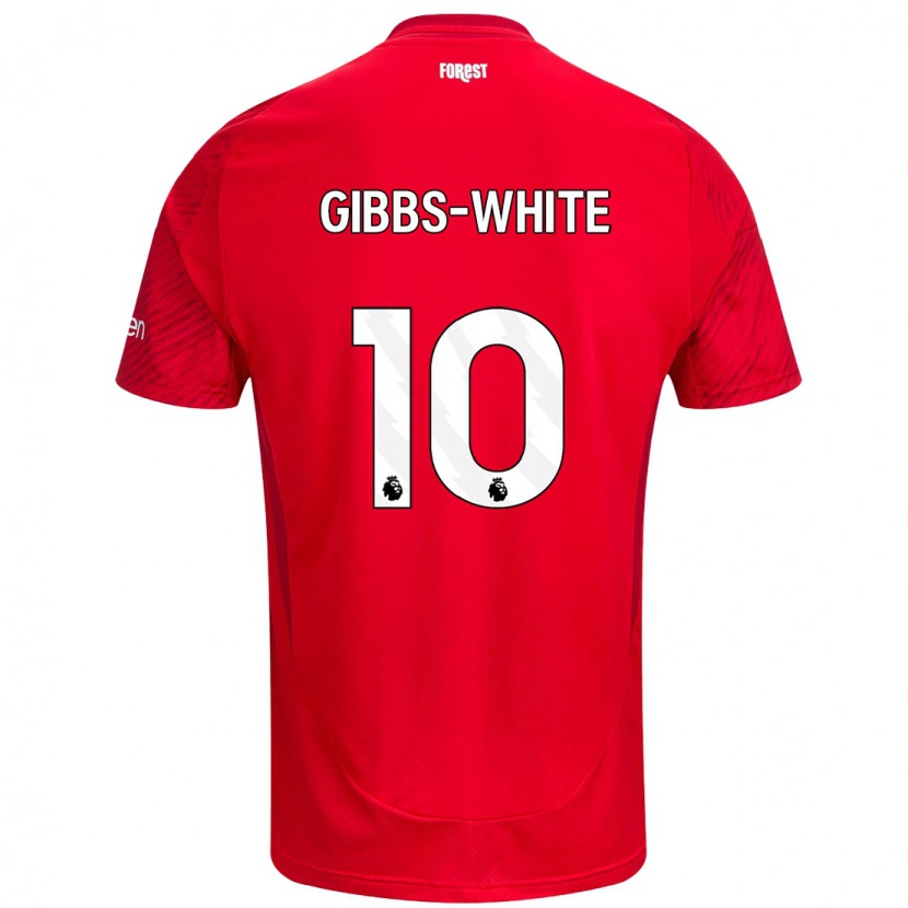 Danxen Kinderen Morgan Gibbs-White #10 Rood Wit Thuisshirt Thuistenue 2024/25 T-Shirt