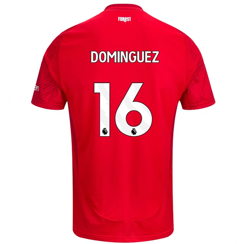 Danxen Kinderen Nicolás Domínguez #16 Rood Wit Thuisshirt Thuistenue 2024/25 T-Shirt