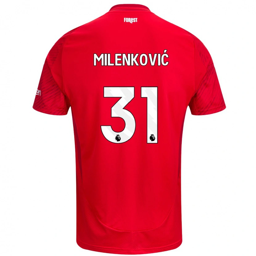 Danxen Kinderen Nikola Milenković #31 Rood Wit Thuisshirt Thuistenue 2024/25 T-Shirt