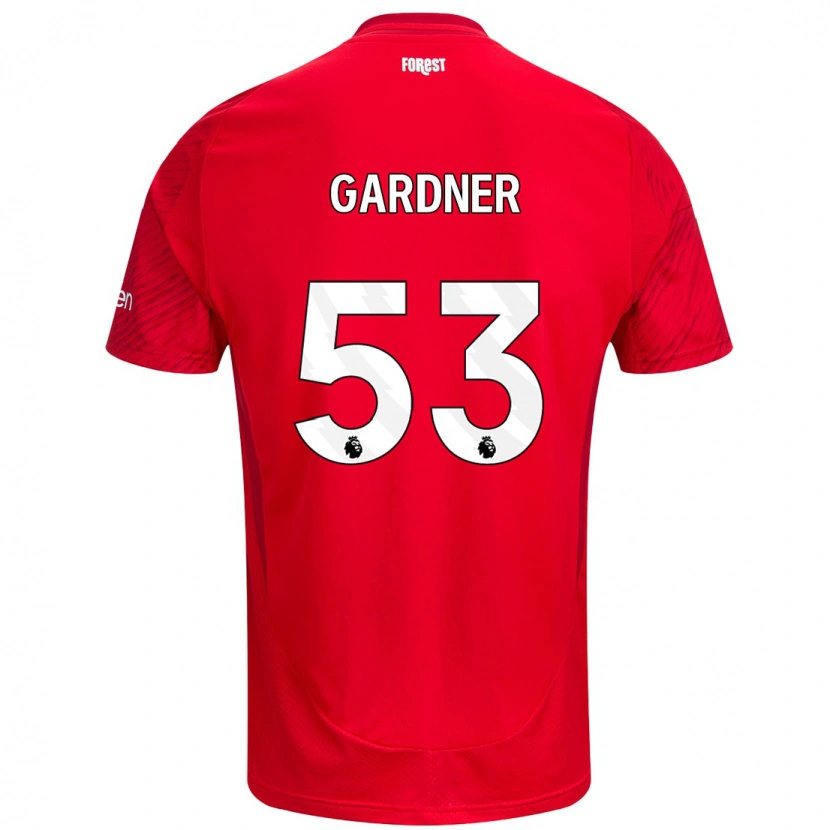 Danxen Kinderen Joe Gardner #53 Rood Wit Thuisshirt Thuistenue 2024/25 T-Shirt