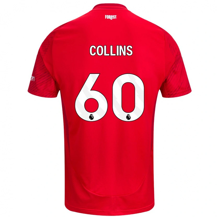 Danxen Kinderen Sam Collins #60 Rood Wit Thuisshirt Thuistenue 2024/25 T-Shirt