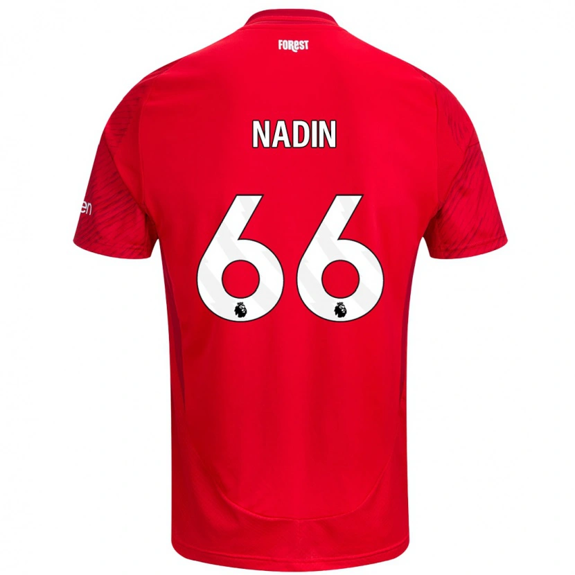 Danxen Kinderen Jack Nadin #66 Rood Wit Thuisshirt Thuistenue 2024/25 T-Shirt