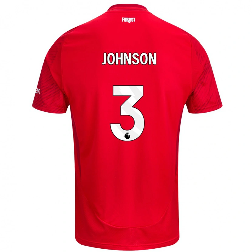 Danxen Kinderen Nat Johnson #3 Rood Wit Thuisshirt Thuistenue 2024/25 T-Shirt