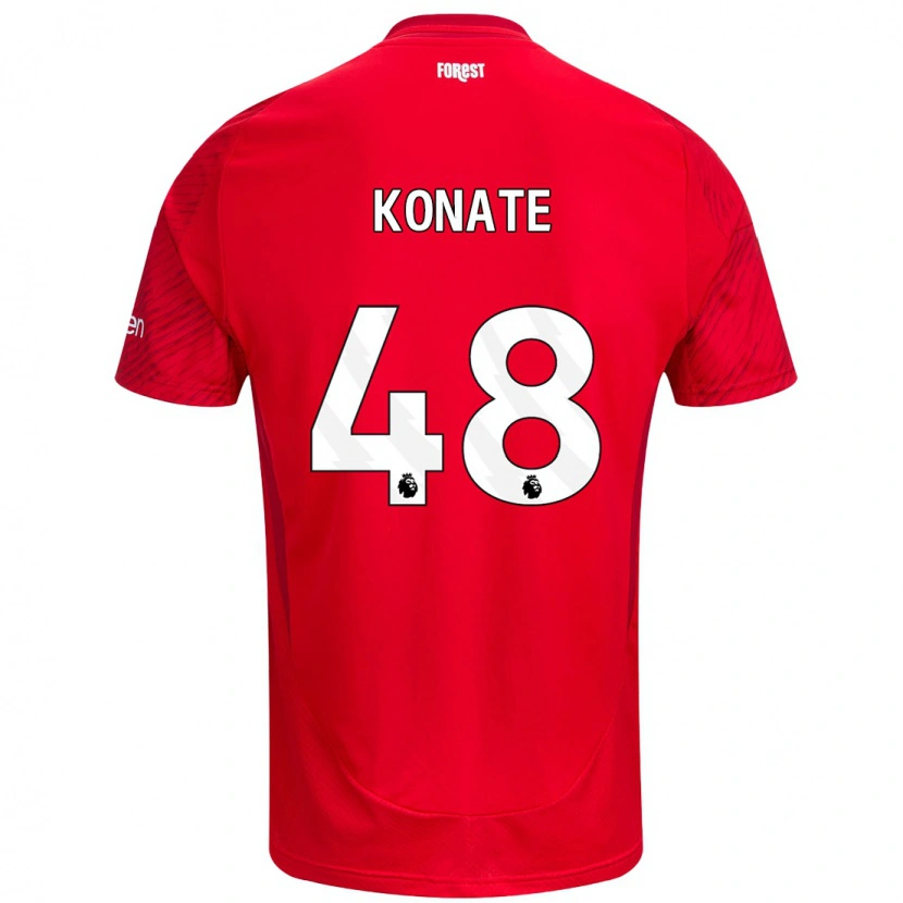 Danxen Kinderen Ateef Konaté #48 Rood Wit Thuisshirt Thuistenue 2024/25 T-Shirt