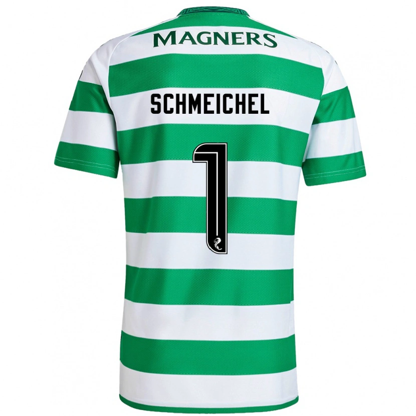 Danxen Kinderen Kasper Schmeichel #1 Groen Wit Thuisshirt Thuistenue 2024/25 T-Shirt