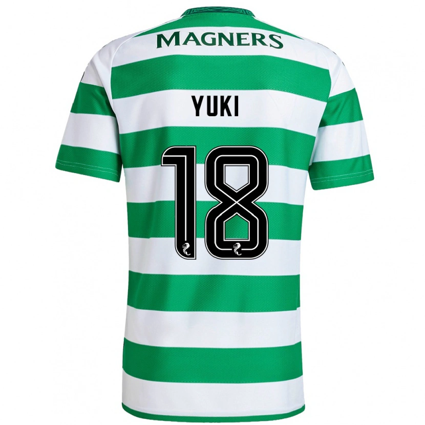 Danxen Kinderen Yuki Kobayashi #18 Groen Wit Thuisshirt Thuistenue 2024/25 T-Shirt