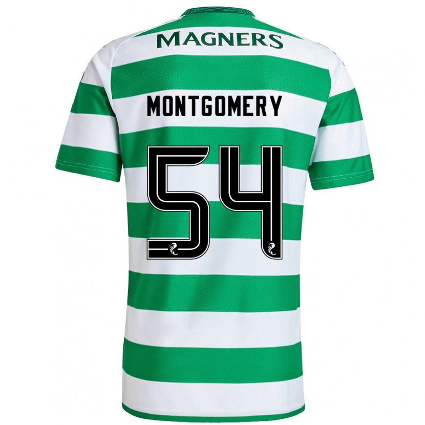 Danxen Kinderen Adam Montgomery #54 Groen Wit Thuisshirt Thuistenue 2024/25 T-Shirt