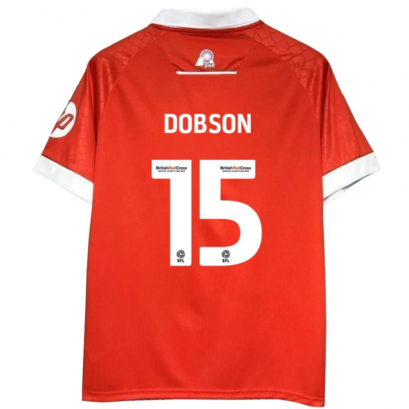 Danxen Kinderen George Dobson #15 Rood Wit Thuisshirt Thuistenue 2024/25 T-Shirt