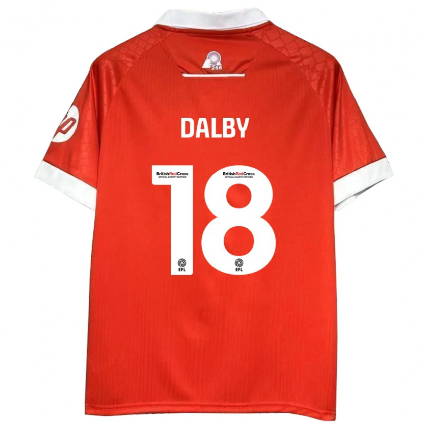 Danxen Kinderen Sam Dalby #18 Rood Wit Thuisshirt Thuistenue 2024/25 T-Shirt