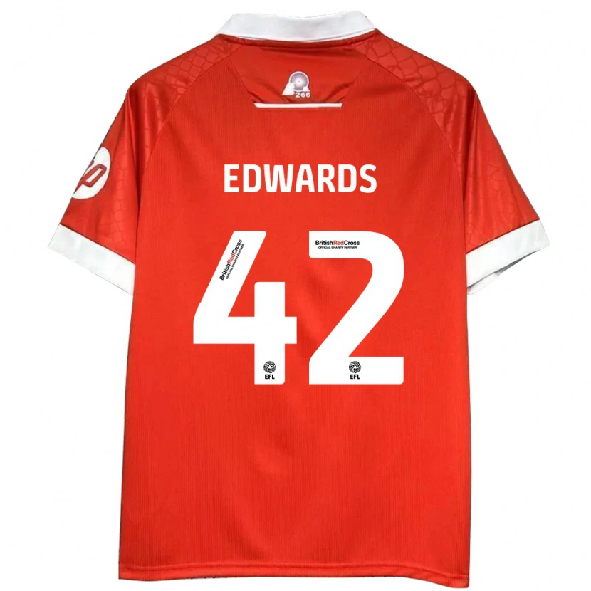 Danxen Kinderen Callum Edwards #42 Rood Wit Thuisshirt Thuistenue 2024/25 T-Shirt