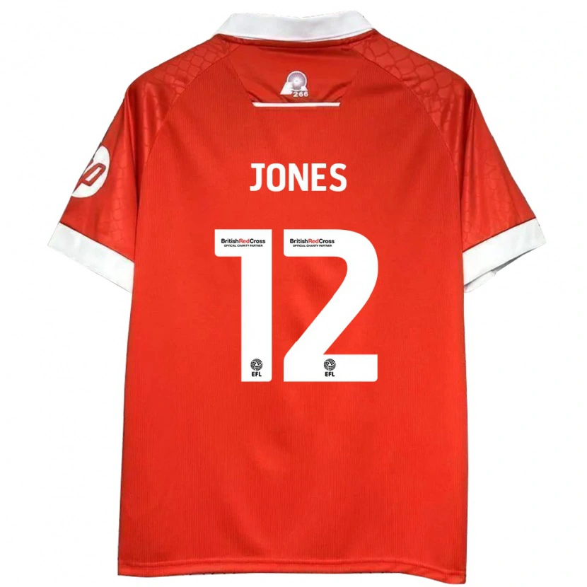 Danxen Kinderen Carra Jones #12 Rood Wit Thuisshirt Thuistenue 2024/25 T-Shirt