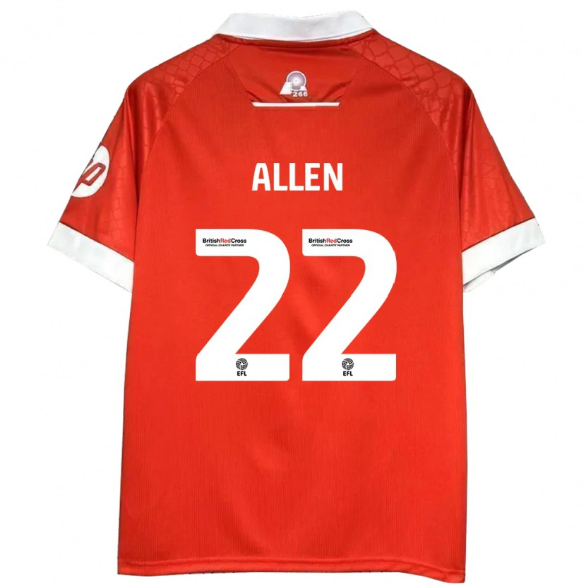 Danxen Kinderen Keren Allen #22 Rood Wit Thuisshirt Thuistenue 2024/25 T-Shirt