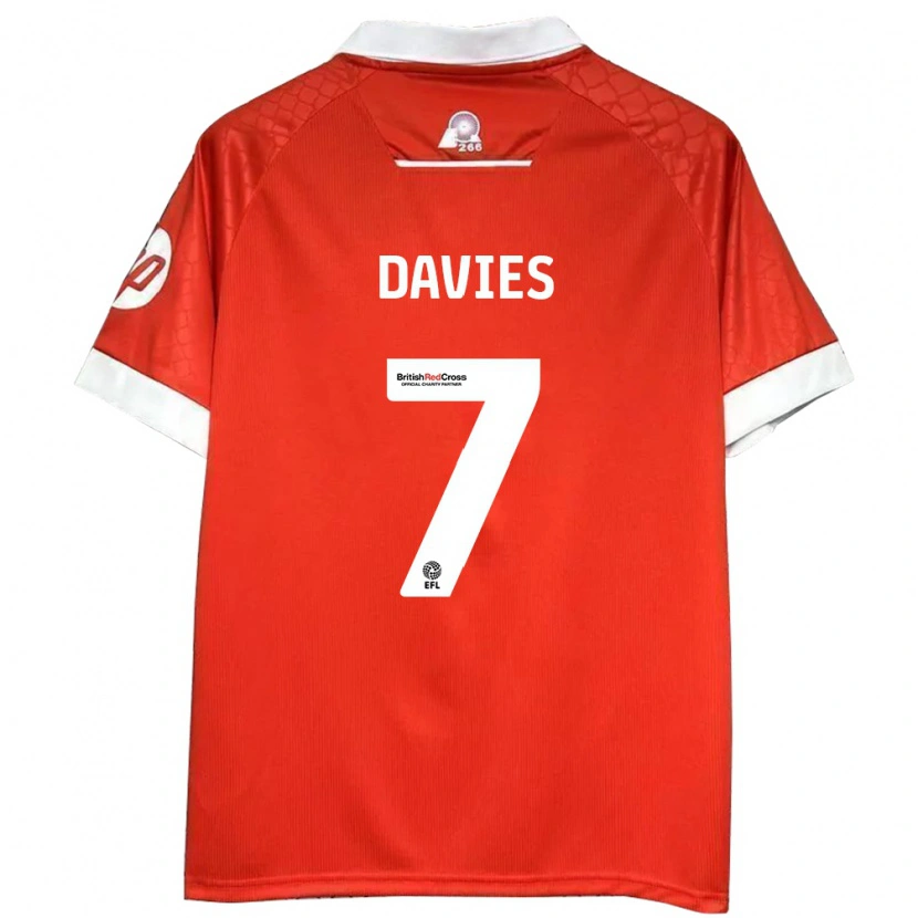 Danxen Kinderen Jordan Davies #7 Rood Wit Thuisshirt Thuistenue 2024/25 T-Shirt