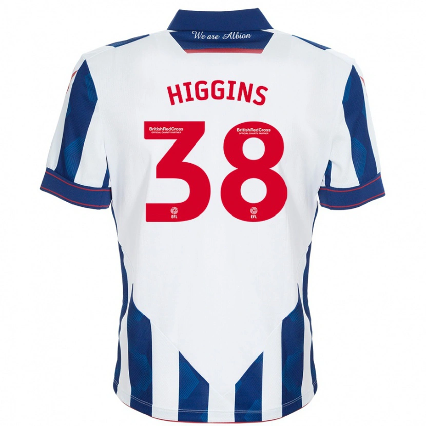 Danxen Kinderen Akeel Higgins #38 Wit Donkerblauw Thuisshirt Thuistenue 2024/25 T-Shirt