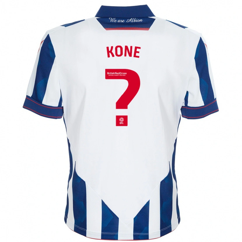 Danxen Kinderen Cheick Kone #0 Wit Donkerblauw Thuisshirt Thuistenue 2024/25 T-Shirt