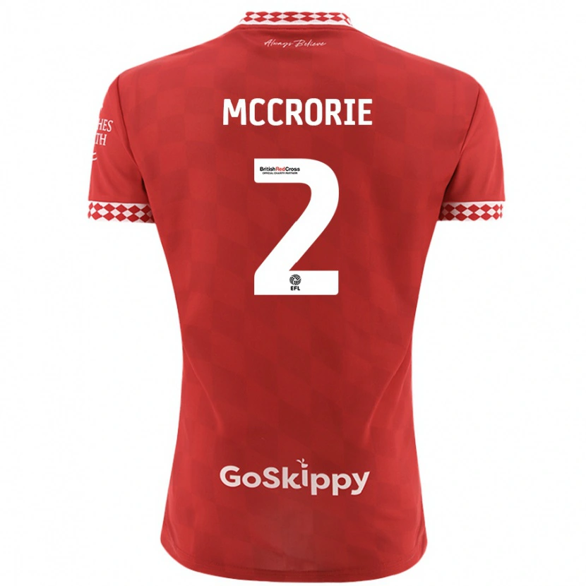 Danxen Kinderen Ross Mccrorie #2 Rood Thuisshirt Thuistenue 2024/25 T-Shirt