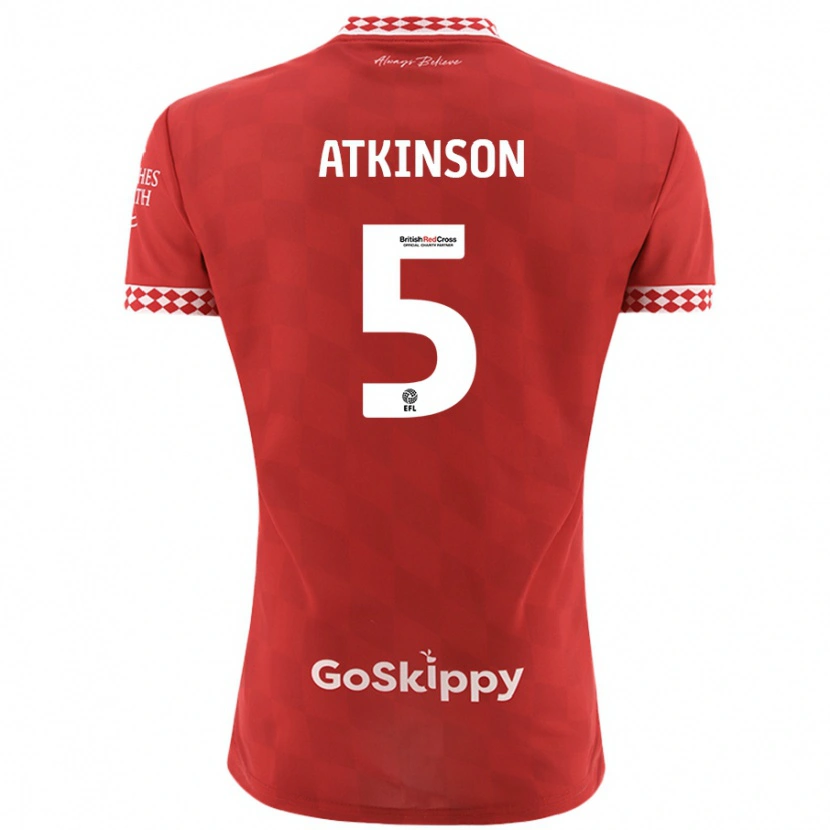 Danxen Kinderen Rob Atkinson #5 Rood Thuisshirt Thuistenue 2024/25 T-Shirt