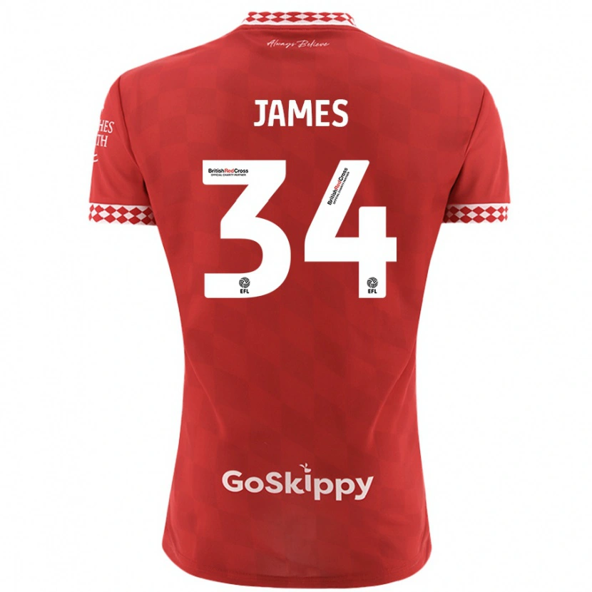 Danxen Kinderen Joseph James #34 Rood Thuisshirt Thuistenue 2024/25 T-Shirt