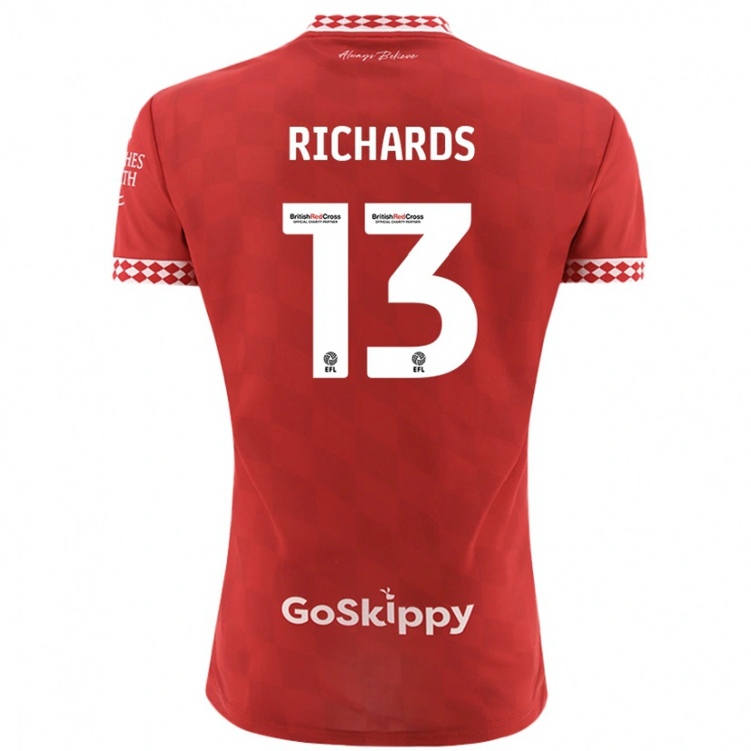 Danxen Kinderen Harvey Wiles-Richards #13 Rood Thuisshirt Thuistenue 2024/25 T-Shirt