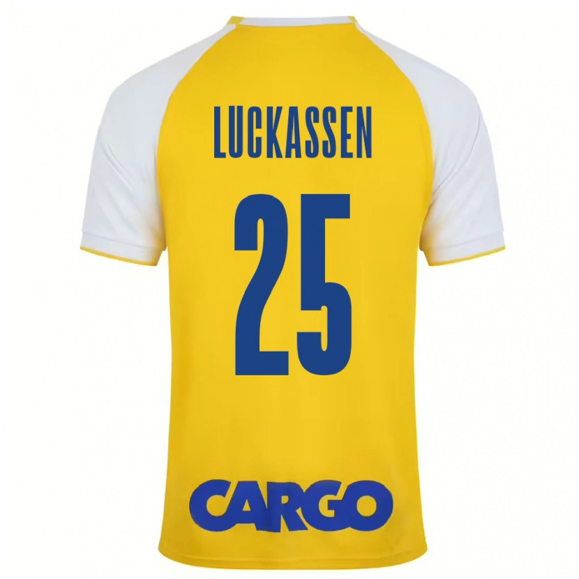 Danxen Kinderen Derrick Luckassen #25 Geel Wit Thuisshirt Thuistenue 2024/25 T-Shirt