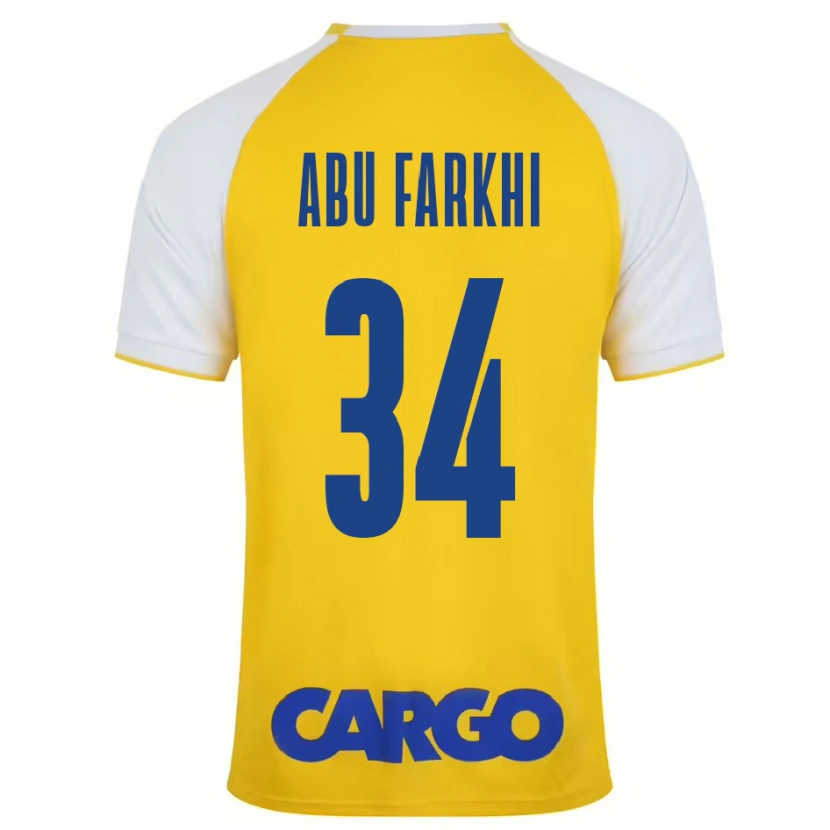 Danxen Kinderen Sayed Abu Farkhi #34 Geel Wit Thuisshirt Thuistenue 2024/25 T-Shirt