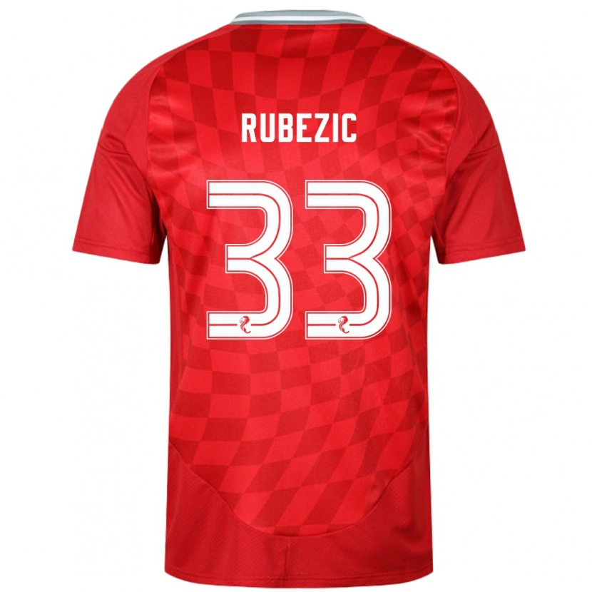 Danxen Kinderen Slobodan Rubezic #33 Rood Thuisshirt Thuistenue 2024/25 T-Shirt