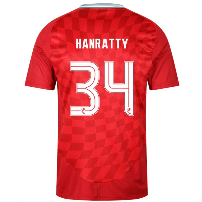 Danxen Kinderen Kevin Hanratty #34 Rood Thuisshirt Thuistenue 2024/25 T-Shirt