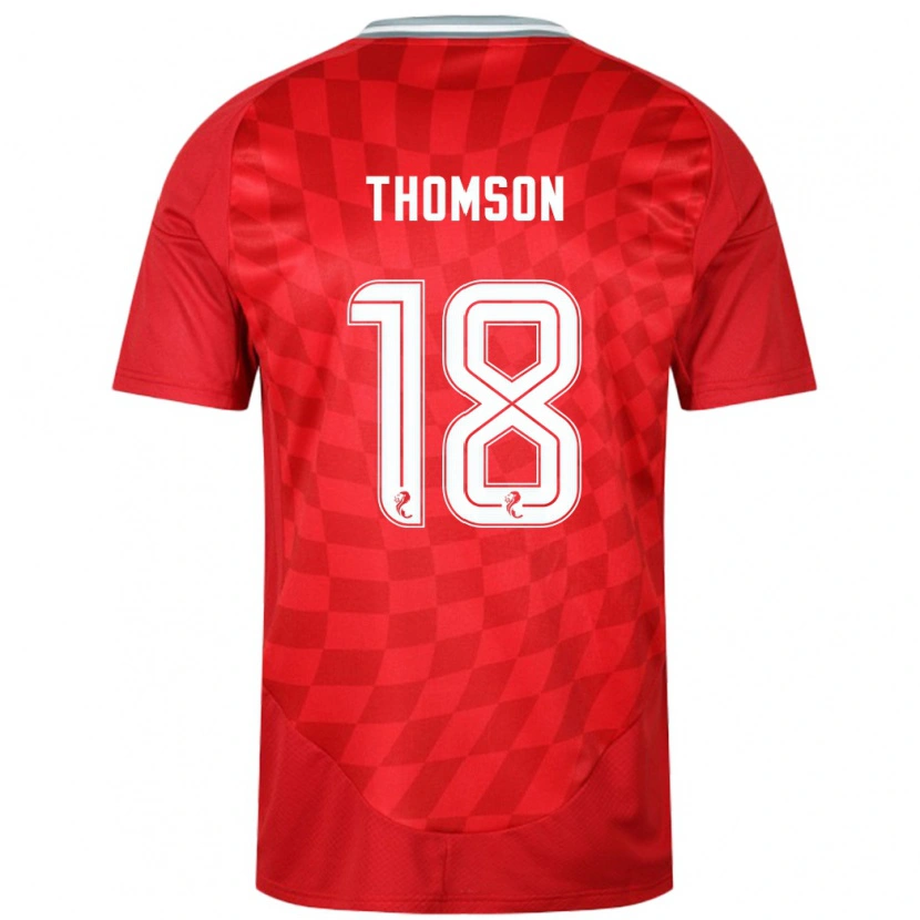 Danxen Kinderen Eva Thomson #18 Rood Thuisshirt Thuistenue 2024/25 T-Shirt