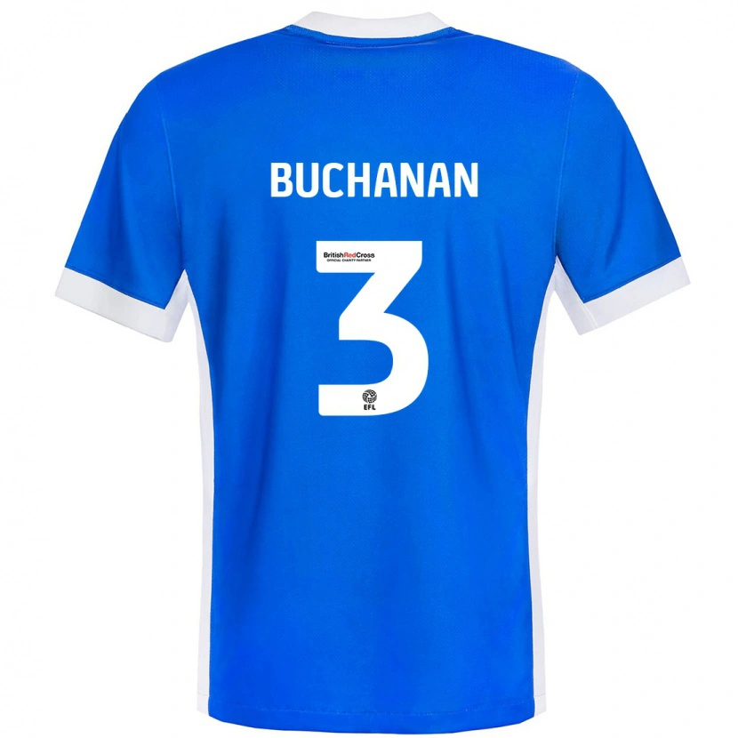 Danxen Kinderen Lee Buchanan #3 Blauw Wit Thuisshirt Thuistenue 2024/25 T-Shirt