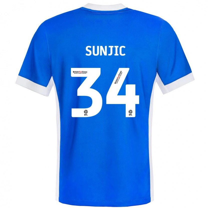 Danxen Kinderen Ivan Sunjic #34 Blauw Wit Thuisshirt Thuistenue 2024/25 T-Shirt