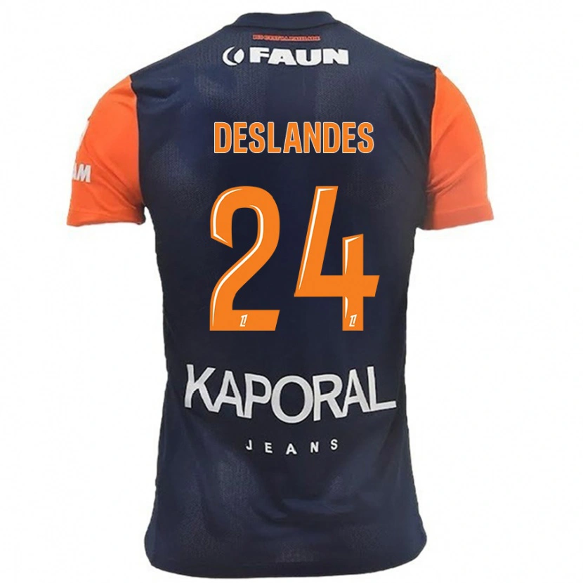 Danxen Kinderen Océane Deslandes #24 Marineblauw Oranje Thuisshirt Thuistenue 2024/25 T-Shirt