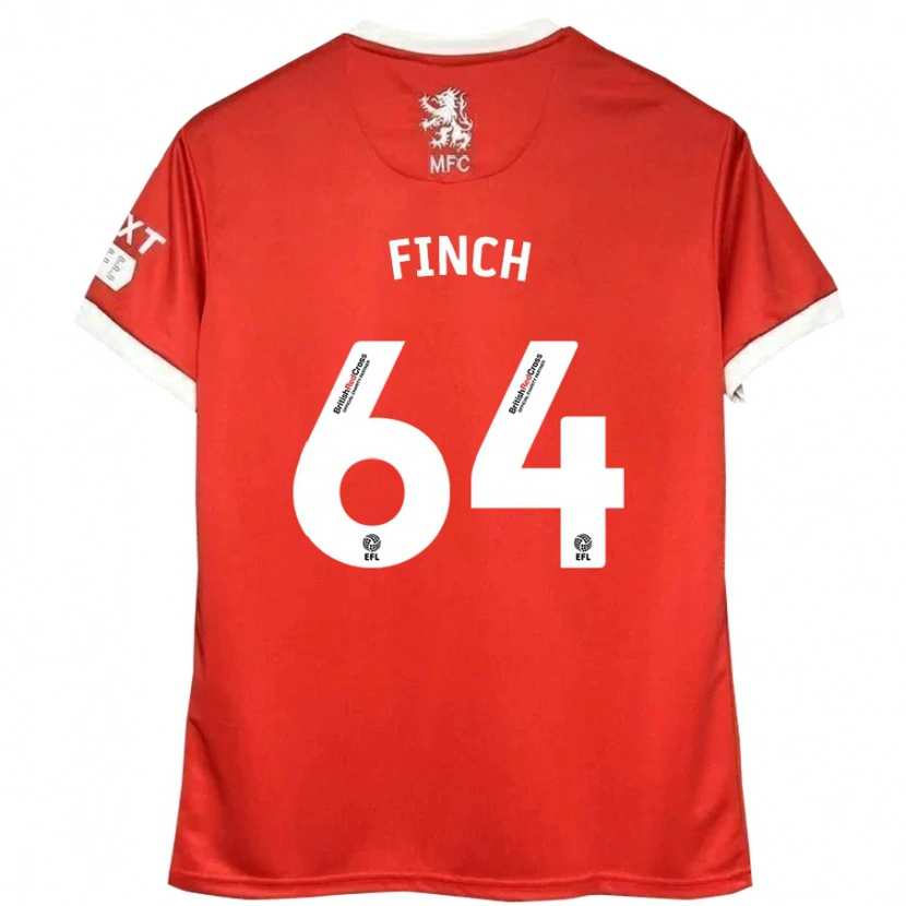 Danxen Kinderen Sonny Finch #64 Rood Wit Thuisshirt Thuistenue 2024/25 T-Shirt