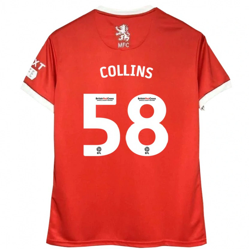 Danxen Kinderen Sam Collins #58 Rood Wit Thuisshirt Thuistenue 2024/25 T-Shirt