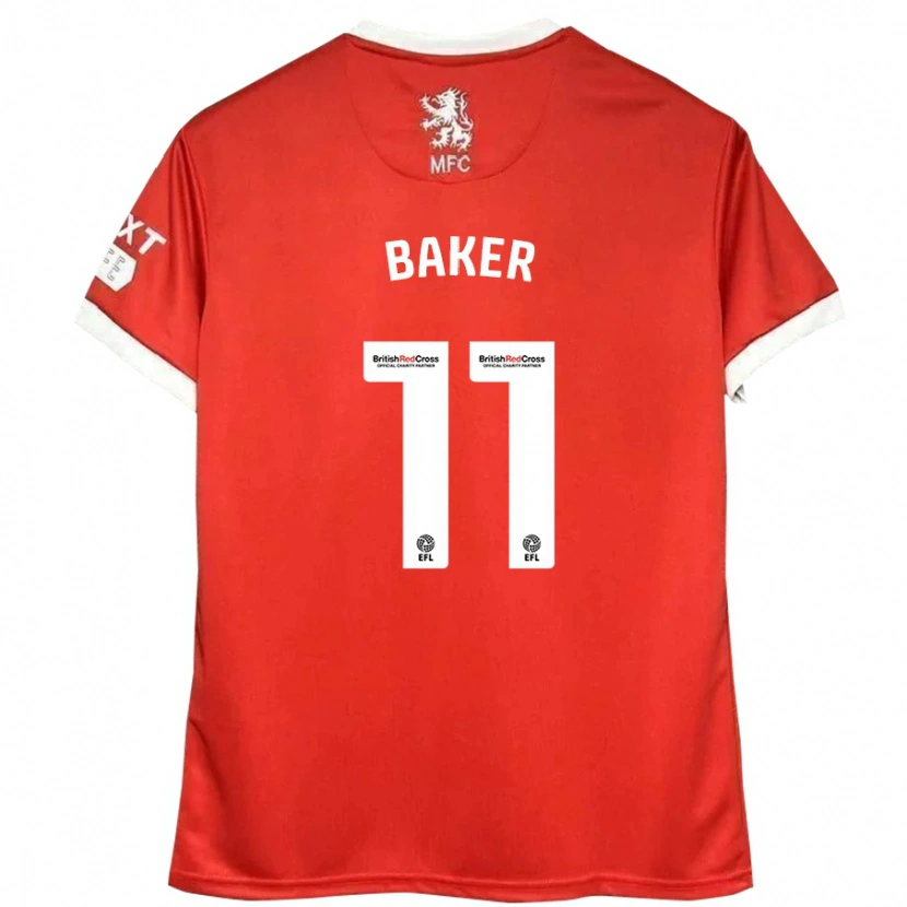 Danxen Kinderen Ella Baker #11 Rood Wit Thuisshirt Thuistenue 2024/25 T-Shirt