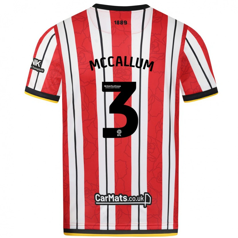 Danxen Kinderen Sam Mccallum #3 Rood Witte Strepen Thuisshirt Thuistenue 2024/25 T-Shirt