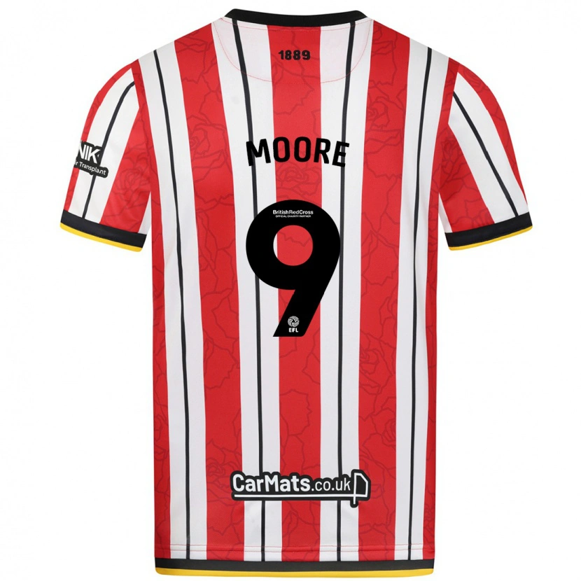 Danxen Kinderen Kieffer Moore #9 Rood Witte Strepen Thuisshirt Thuistenue 2024/25 T-Shirt