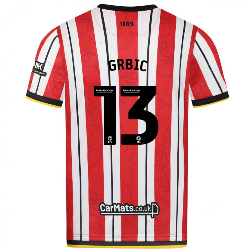 Danxen Kinderen Ivo Grbic #13 Rood Witte Strepen Thuisshirt Thuistenue 2024/25 T-Shirt