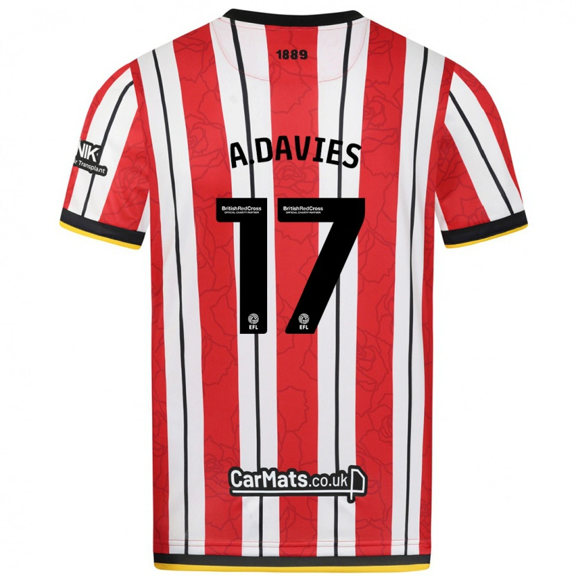 Danxen Kinderen Adam Davies #17 Rood Witte Strepen Thuisshirt Thuistenue 2024/25 T-Shirt