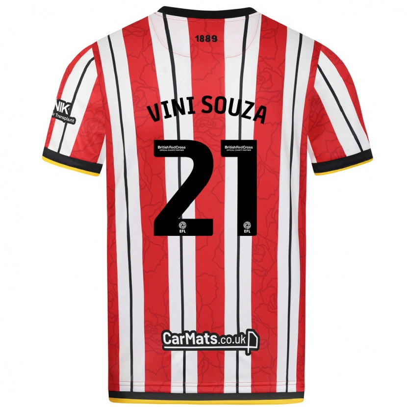 Danxen Kinderen Vini Souza #21 Rood Witte Strepen Thuisshirt Thuistenue 2024/25 T-Shirt