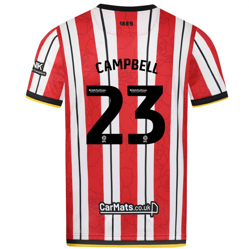 Danxen Kinderen Tyrese Campbell #23 Rood Witte Strepen Thuisshirt Thuistenue 2024/25 T-Shirt