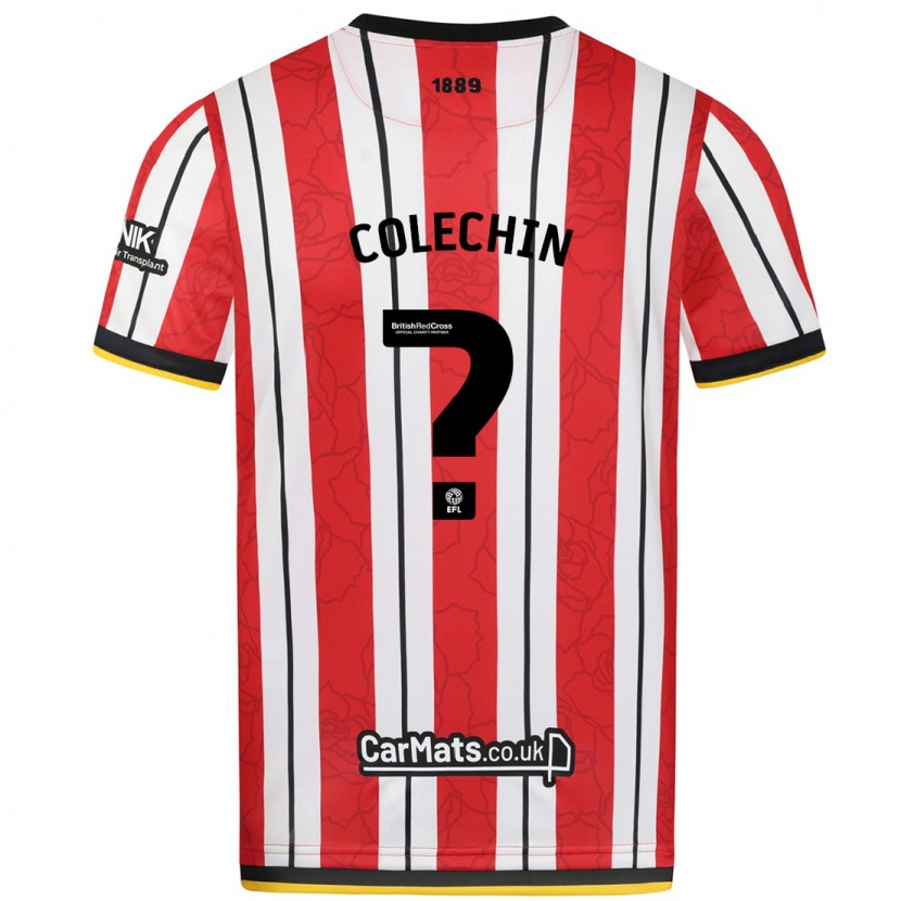 Danxen Kinderen Sam Colechin #0 Rood Witte Strepen Thuisshirt Thuistenue 2024/25 T-Shirt