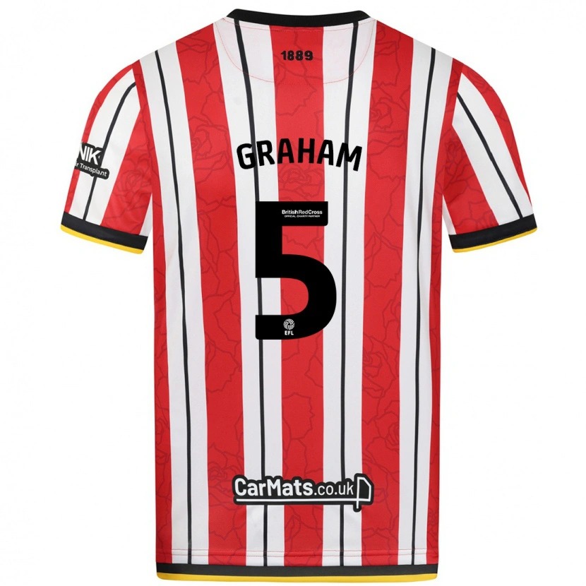 Danxen Kinderen Molly Graham #5 Rood Witte Strepen Thuisshirt Thuistenue 2024/25 T-Shirt