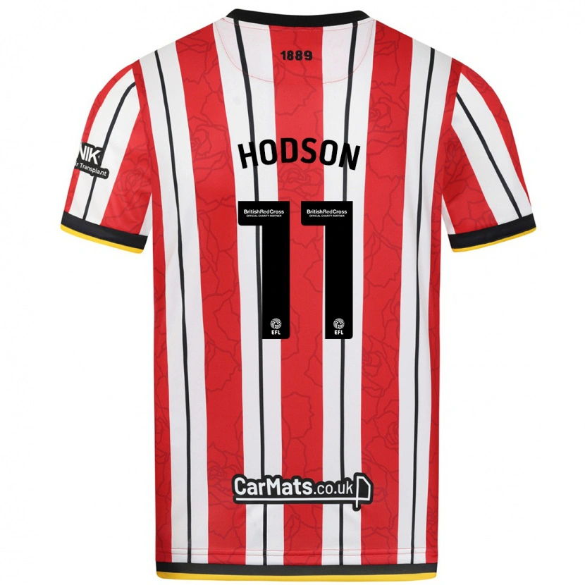 Danxen Kinderen Ashley Hodson #11 Rood Witte Strepen Thuisshirt Thuistenue 2024/25 T-Shirt