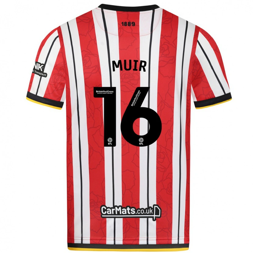 Danxen Kinderen Chene Muir #16 Rood Witte Strepen Thuisshirt Thuistenue 2024/25 T-Shirt