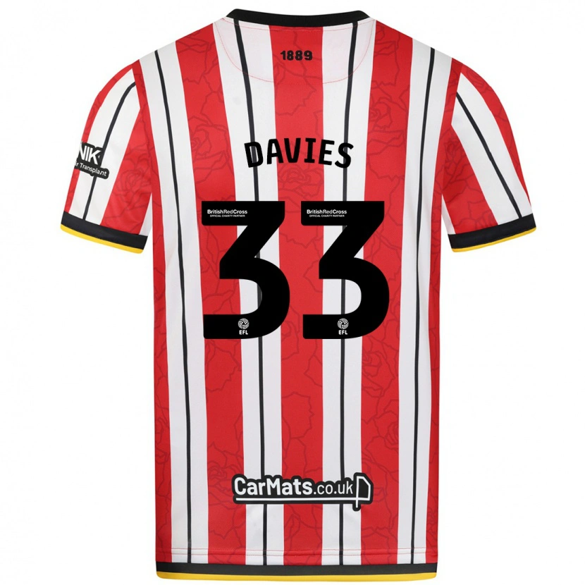 Danxen Kinderen Bethan Davies #33 Rood Witte Strepen Thuisshirt Thuistenue 2024/25 T-Shirt