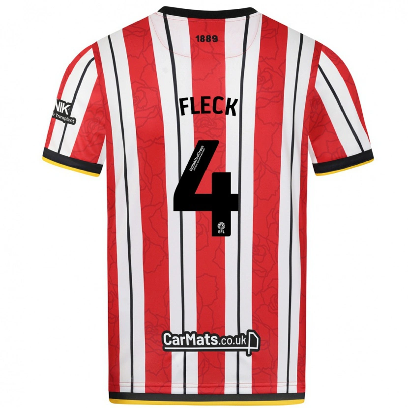 Danxen Kinderen John Fleck #4 Rood Witte Strepen Thuisshirt Thuistenue 2024/25 T-Shirt