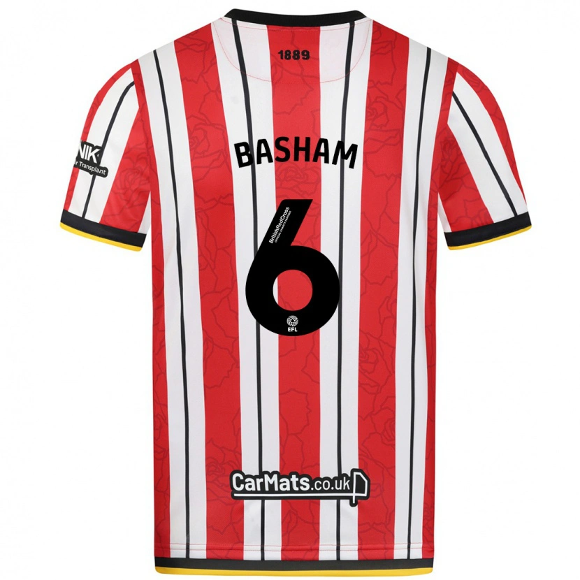 Danxen Kinderen Chris Basham #6 Rood Witte Strepen Thuisshirt Thuistenue 2024/25 T-Shirt