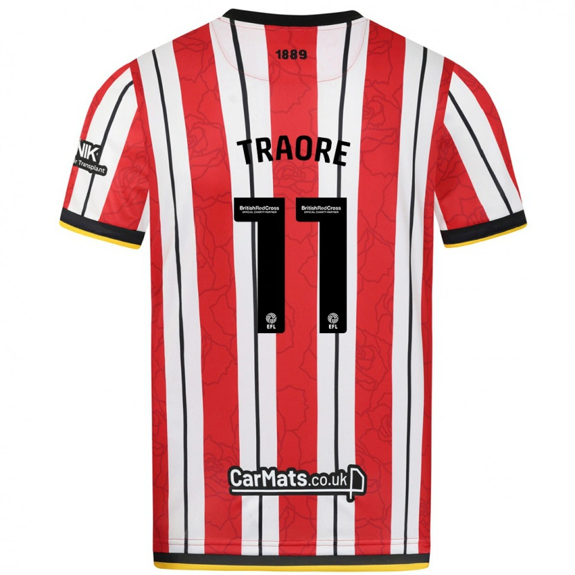 Danxen Kinderen Bénie Traoré #11 Rood Witte Strepen Thuisshirt Thuistenue 2024/25 T-Shirt