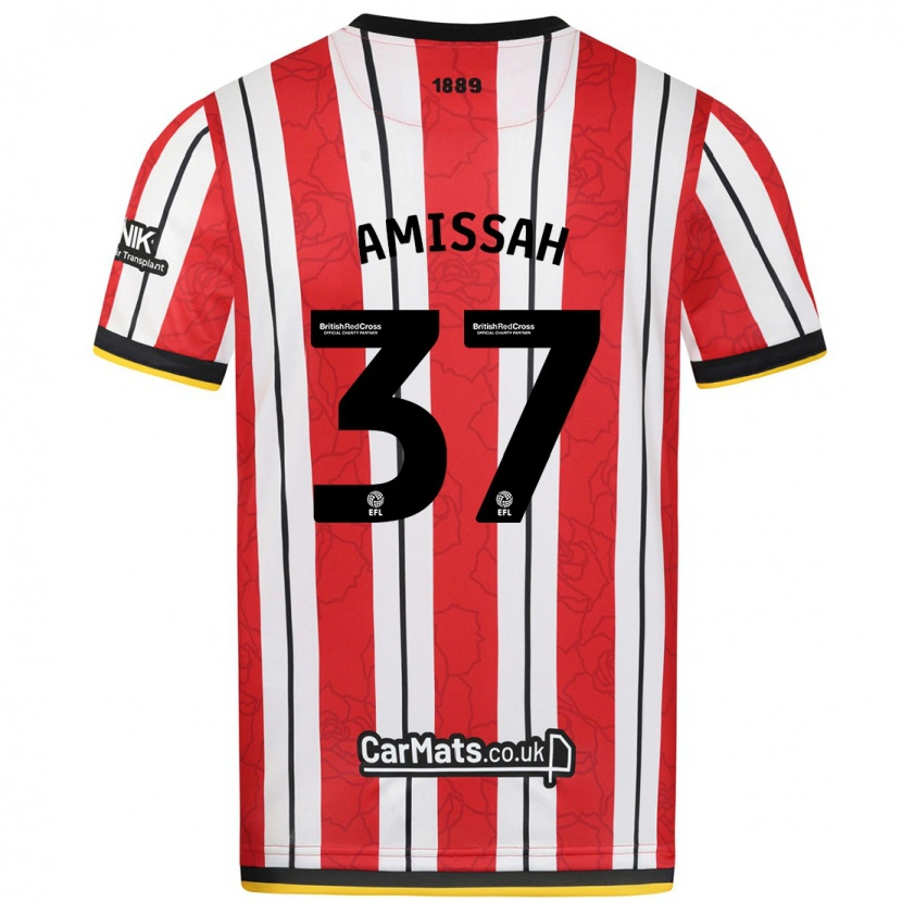 Danxen Kinderen Jordan Amissah #37 Rood Witte Strepen Thuisshirt Thuistenue 2024/25 T-Shirt